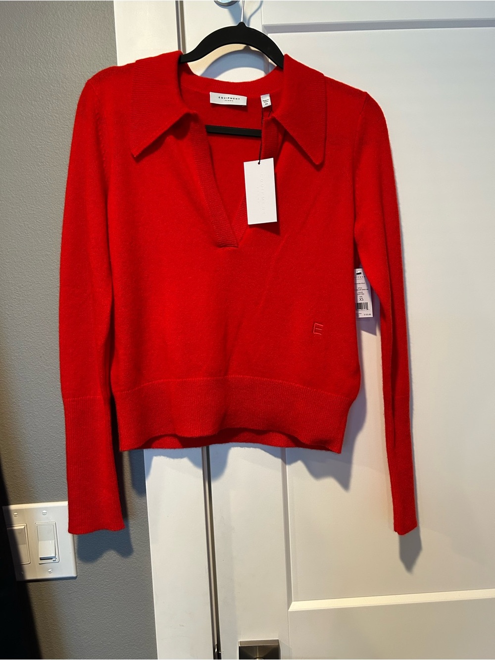 Equipment Red polo style  Collared Sweater